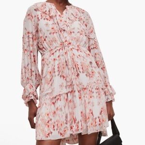 AllSaints Ava Momo Floral Long Sleeve Ruffle Dress Crinklesheer
Size: 2